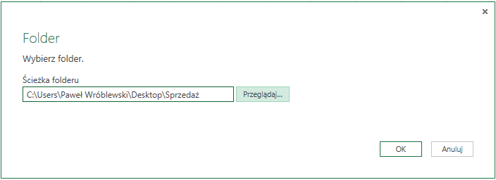 Ścieżka do pliku Power Query