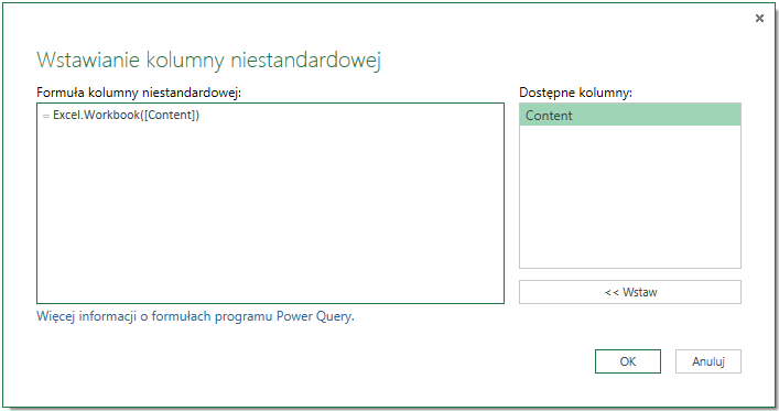 Kolumna niestandardowa w Power Query